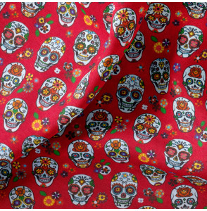 Tissu-coton-rouge-Calavera