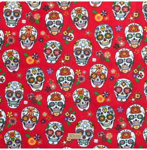 Tissu-coton-rouge-Calavera