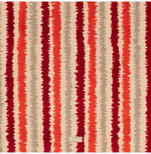 Tissu-velours-ameublement-ligné-rouge-fond-beige