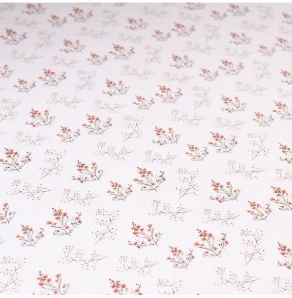 Tissu-300cm-satin-coton-blanc-petite-fleur-brun