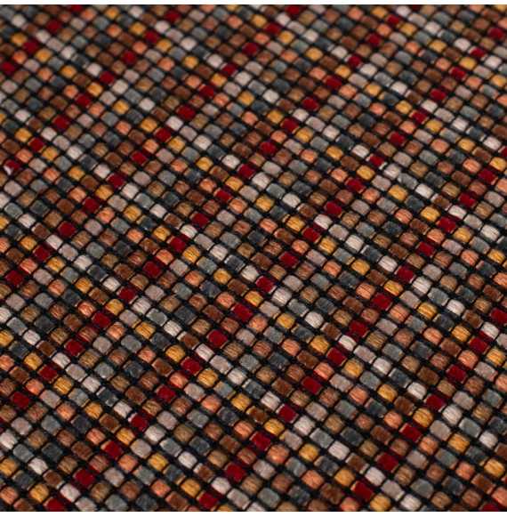 Tissu-ameublement-petit-carreaux-nuance-de-ocre-et-rouge