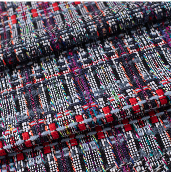 Tissu-tweed-haute-couture-Malhia-Kent-gris-et-rouge