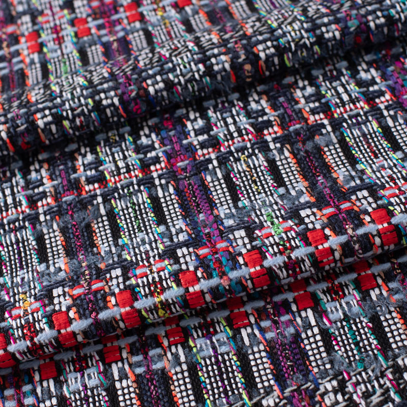 Tissu-tweed-haute-couture-Malhia-Kent-gris-et-rouge