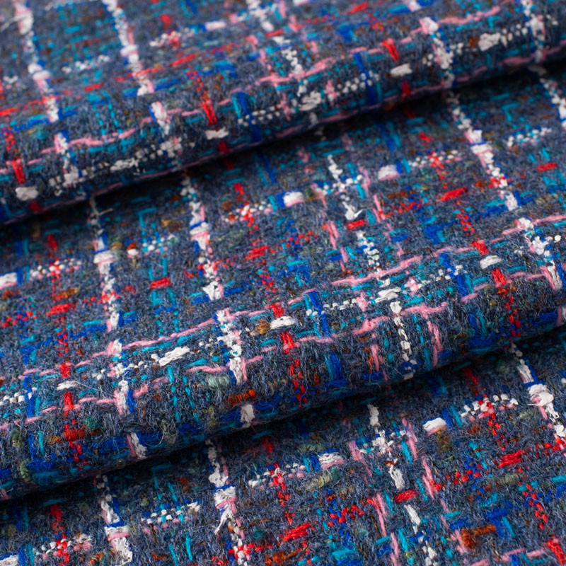 Tissu-tweed-de-laine-Linton-tweed-bleu-et-rouge