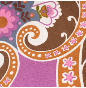 Tissu-vintage--authentique-années-70-fleuri-rose-et-brun