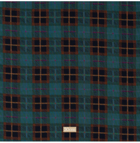 Tissu-pure-laine-haut-de-gamme-tartan-vert-et-brun