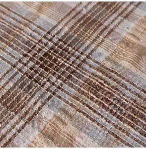 Tissu-aspect-laine-haut-de-gamme-tartan-brun-et-beige