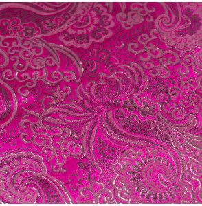 Tissu-jacquard-lurex-cachemire-argent-fuchsia