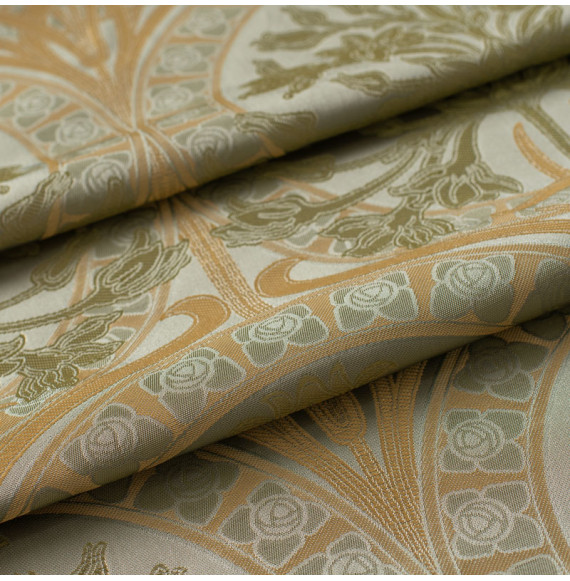 Jacquard-zijde-viscose-art-nouveau-blauwgroen