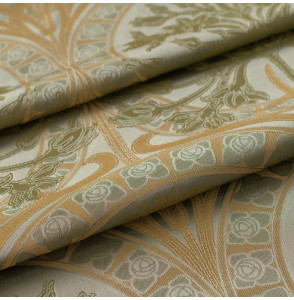 Tissu-jacquard-soie-viscose-art-nouveau-bleu-vert