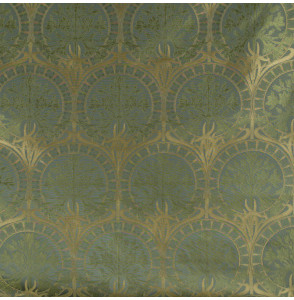 Jacquard zijde viscose art nouveau blauwgroen