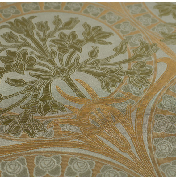 Jacquard zijde viscose art nouveau blauwgroen