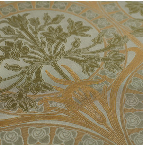 Jacquard zijde viscose art nouveau blauwgroen