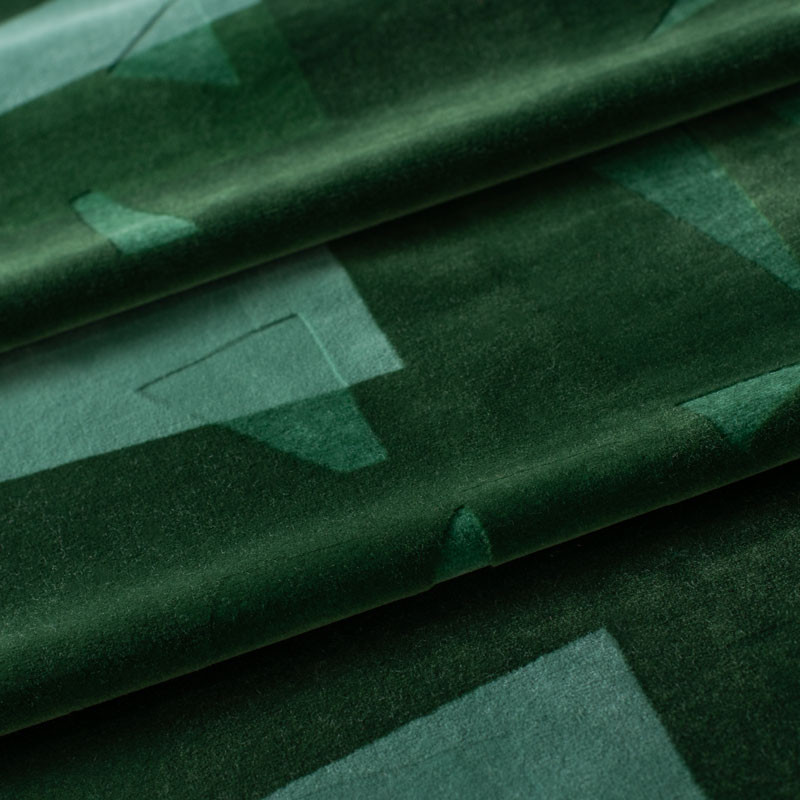 Tissu-velour-géométrique-vert-emeraude