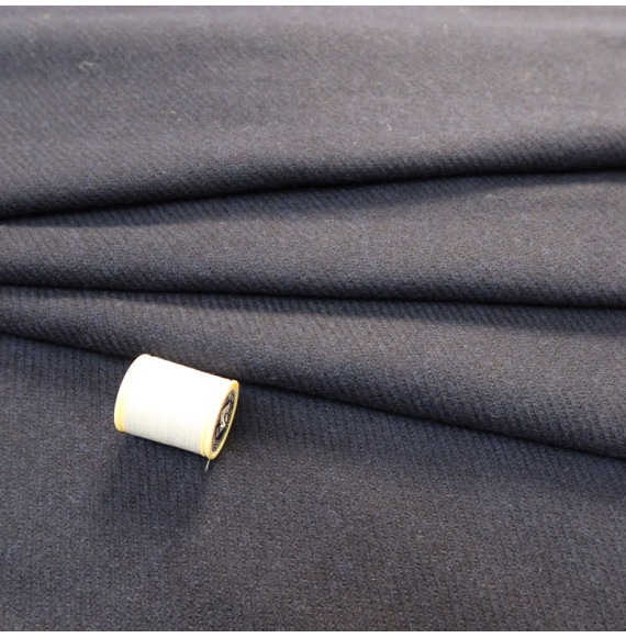 Coupon-2m10-tissu-laine-made-in-Italy-sergé-bleu-marine