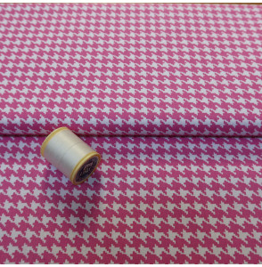 Coupon-1m80-stof-katoen-vintage-roze-en-witte-pied-de-poule