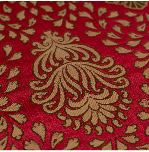 Tissu-brocard-90cm-vert-rouge-et-or-classique
