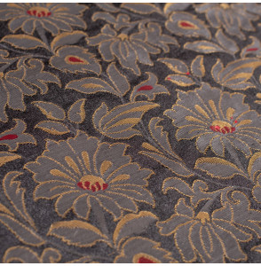 Stof-brokaat-90cm-zwart-grijs-en-goud-met-bloemen