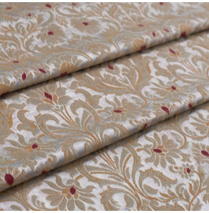 Stof-brokaat-90cm-grijs-en-goud-met-bloemen