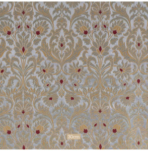 Stof-brokaat-90cm-grijs-en-goud-met-bloemen
