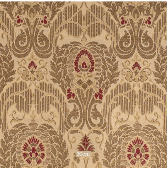 Stof-brokaat-90cm-beige-en-goud-klassiek-patroon