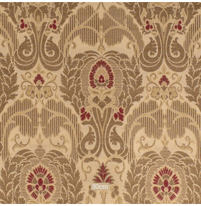 Stof-brokaat-90cm-beige-en-goud-klassiek-patroon