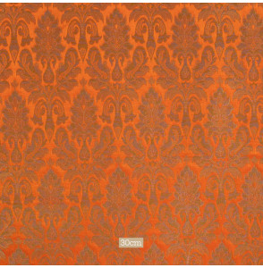 Tissu-brocard-90cm-orange-et-or-classique