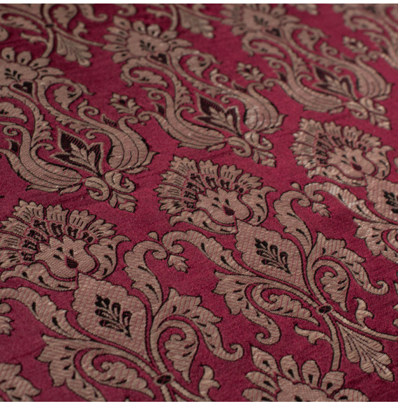 Stof-brokaat-110cm-aubergine-champagne-indisch