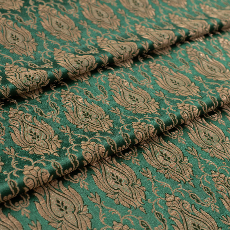 Stof-brokaat-110cm-groen-champagne-indisch