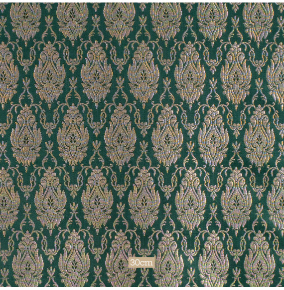 Stof-brokaat-110cm-groen-champagne-indisch