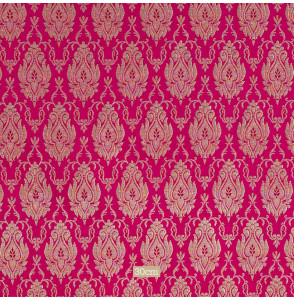 Stof-brokaat-110cm-fuchsia-champagne-indisch