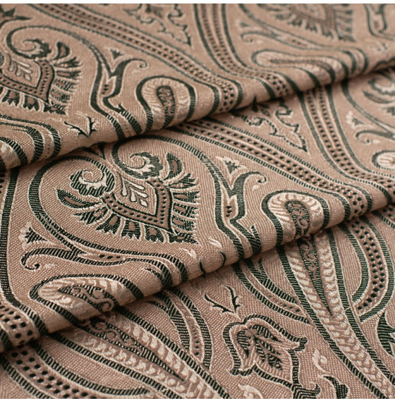 Stof-brokaat-110cm-groen-champagne-indisch