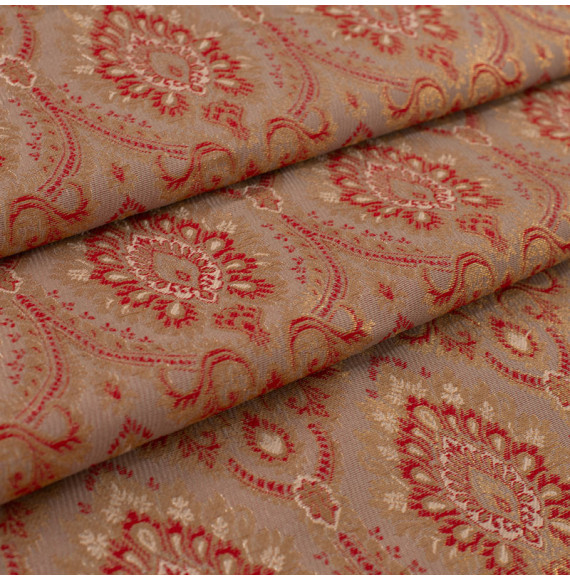 Stof-brokaat-110cm-indisch-rood-en-goud