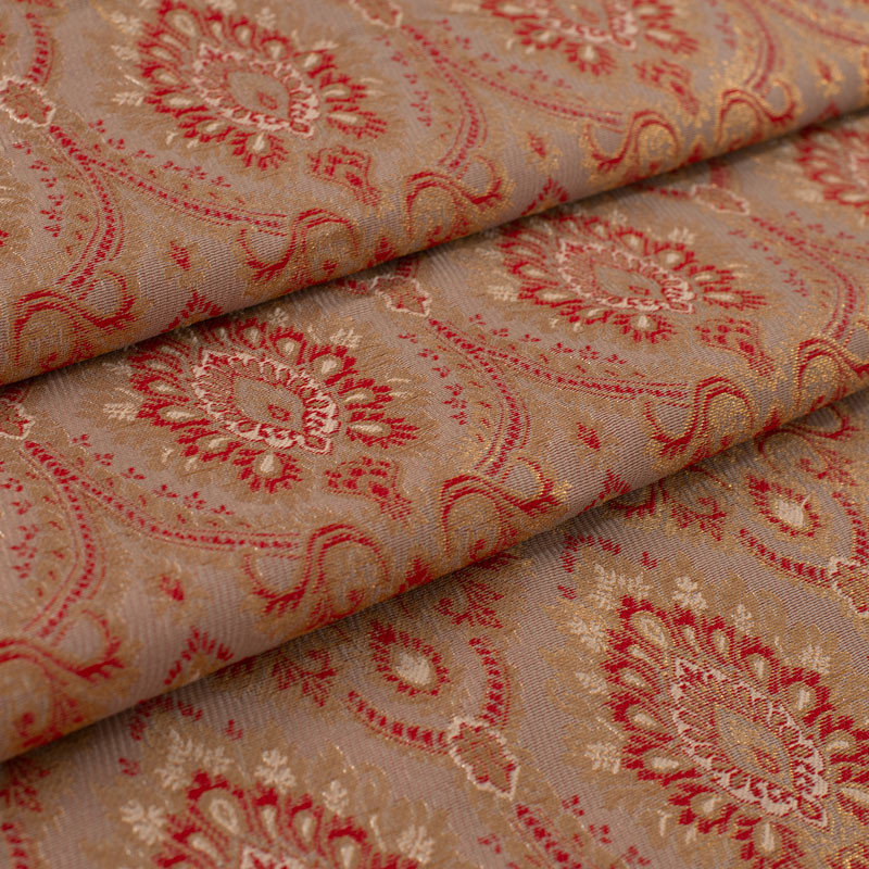 Stof-brokaat-110cm-indisch-rood-en-goud