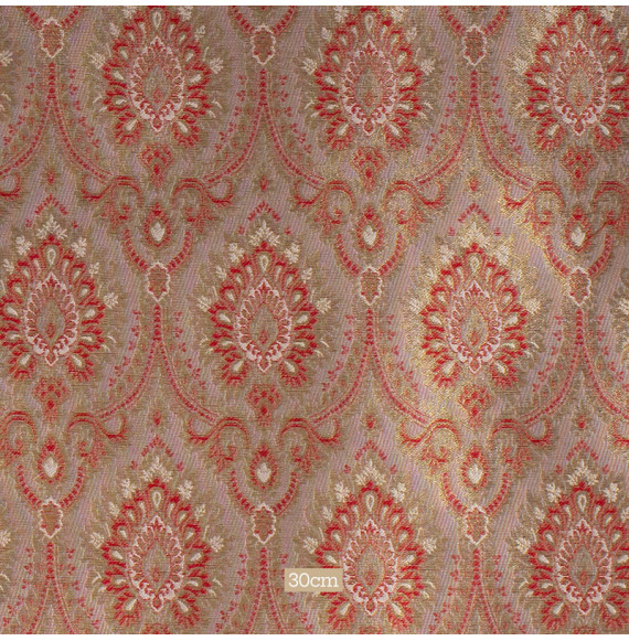 Stof-brokaat-110cm-indisch-rood-en-goud