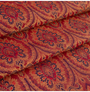 Stof-brokaat-110cm-indisch-rood-blauw-en-goud