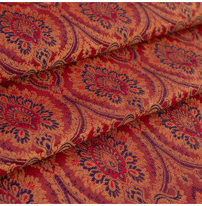 Tissu-brocard-110cm-indien-rouge-bleu-et-or