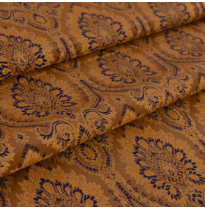 Stof-brokaat-110cm-indisch-blauw-en-goud