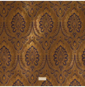 Stof-brokaat-110cm-indisch-blauw-en-goud