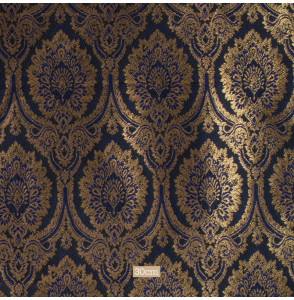 Tissu-brocard-110cm-indien-bleu-noir-et-or