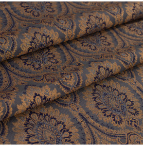 Stof-brokaat-110cm-indisch-blauw-grijs-en-goud