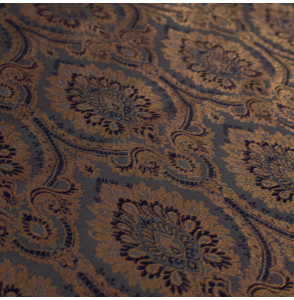 Stof-brokaat-110cm-indisch-blauw-grijs-en-goud