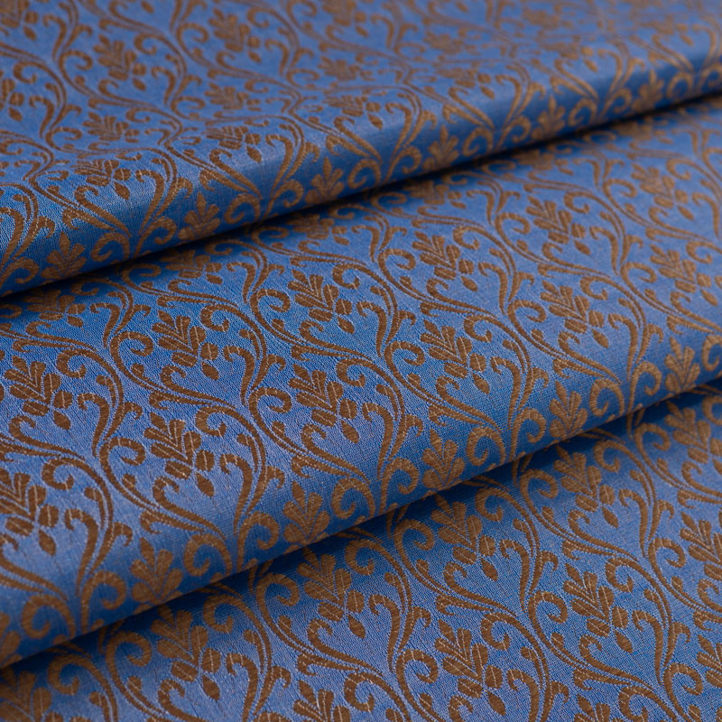 Stof-brokaatstijl-blauw-klein-patroon-goud
