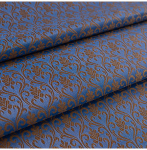 Stof-brokaatstijl-blauw-klein-patroon-goud