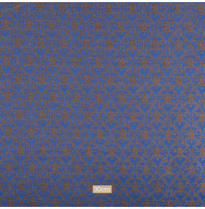 Stof-brokaatstijl-blauw-klein-patroon-goud