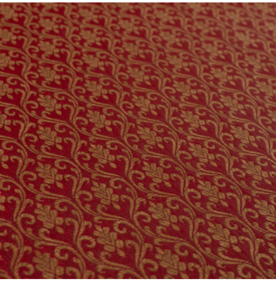 Stof-brokaatstijl-rood-klein-patroon-goud
