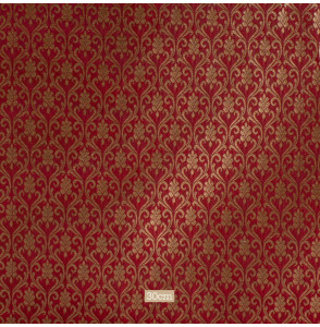Stof-brokaatstijl-rood-klein-patroon-goud