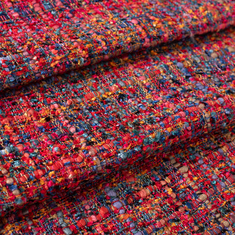 Tissu-tweed-viscose-Shalimar-rouge-multicolore