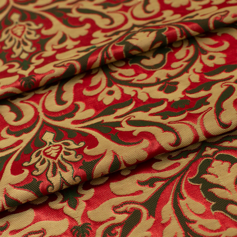 Stof-brokaat-90cm-groen-rood-en-goud-arabesque