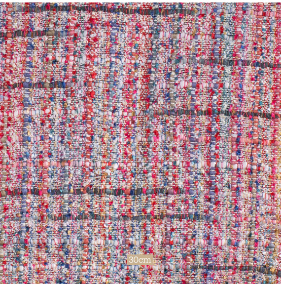 Tissu-tweed-viscose-Shalimar-bleu-et-rose-pâle